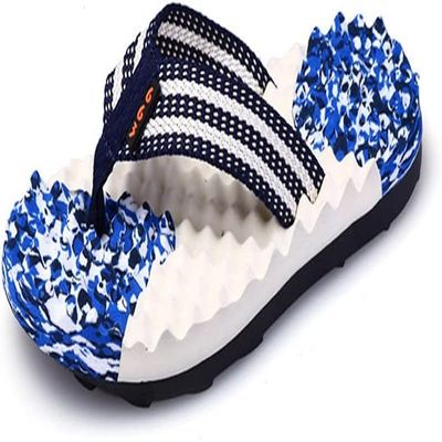 LUXRUB Acupressure Massage Flip Flops Men Women Foot Open Toe Reflexology Sandals Outdoor Non-slip Beach Shoes Relief Plantar Fasciitis Heel Arch Arthritis Pain (Color : Blue, Size : 9)