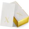 Linen-Feel Mongrammed Napkins Paper, 50-Pack 12" x 17" Gold Foil Letter X Napkins Disposale, Initial Guest Towels For Wedding, Bathroom, Party, Baby Shower, Or Event view 1