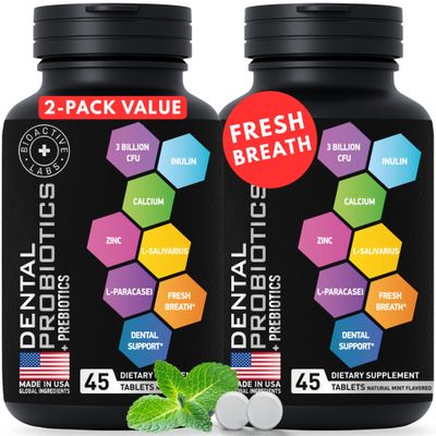 Dental Probiotics for Bad Breath & Oral Health - Best Lactobacillus Salivarius Probiotic Tablets Fight Chronic Bad Breath and Restore Good Bacteria - Oral Probiotics for Teeth and Gums - 90 Tablets