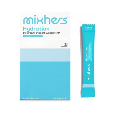 MIXHERS Hydration - Electrolyte Drink Mix for Women - for Hydration, Energy & Mineral Support - with Sodium, Calcium & More - No Added Sugars - 15 Hydration Packets - Blueberry Coconut - 1 Pack