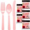 DecorRack Plastic Cutlery Set, Pink Colored Plastic Silverware Sets for Parties, 240 Piece Bulk Heavy Duty Utensils (Pink, 240 Pieces) view 2
