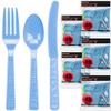 DecorRack Plastic Cutlery Set, Light Blue Colored Plastic Silverware Sets for Parties, 240 Piece Bulk Heavy Duty Utensils (Light Blue, 240 Pieces) view 2