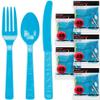 DecorRack Plastic Cutlery Set, Turquoise Colored Plastic Silverware Sets for Parties, 240 Piece Bulk Heavy Duty Utensils (Turquoise, 240 Pieces) view 2
