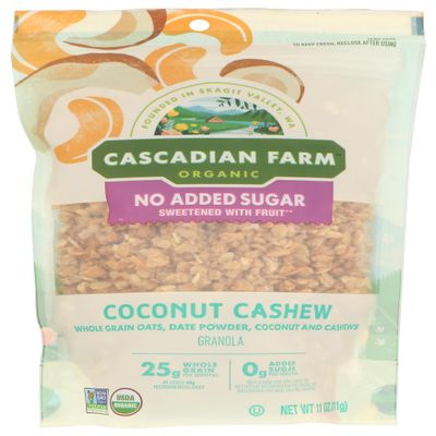 Cascadian Farm Organic Coconut Cashew Granola Cereal, No Added Sugar, 11 Ounces (Pack Of 4)