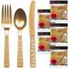DecorRack Plastic Cutlery Set, Gold Colored Plastic Silverware Sets for Parties, 240 Piece Bulk Heavy Duty Utensils (Gold, 240 Pieces) view 2