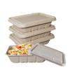 EcoQuality 40oz Disposable Bowls with Fiber Lids - Rectangular Compostable Sugarcane Fiber Biodegradable Paper Bowls Eco-Friendly Take Out Food Storage Containers, Microwave Safe, Meal Prep (250 PACK) view 1