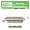 EcoQuality 40oz Disposable Bowls with Fiber Lids - Rectangular Compostable Sugarcane Fiber Biodegradable Paper Bowls Eco-Friendly Take Out Food Storage Containers, Microwave Safe, Meal Prep (250 PACK) view 3