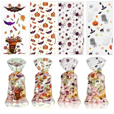 Ai-Fun 100 Packs Holidays Cellophane Bags Plastic Candy Treat Bags Gift Pack Goodie Bag with Twist Ties for Halloween, Christmas, Valentine's Day Party Favors (Halloween)