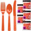 DecorRack Plastic Cutlery Set, Orange Colored Plastic Silverware Sets for Parties, 240 Piece Bulk Heavy Duty Utensils (Orange, 240 Pieces) view 2