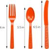 DecorRack Plastic Cutlery Set, Orange Colored Plastic Silverware Sets for Parties, 240 Piece Bulk Heavy Duty Utensils (Orange, 240 Pieces) view 3