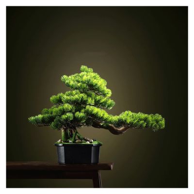 Fake Plants 16 Inches Artificial Bonsai Pine TreePotted Artificial House Plants for Zen Garden Dcor,with Cleaning Brush Bonsai Tree