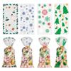 Ai-Fun 100 Packs Holidays Cellophane Bags Plastic Candy Treat Bags Gift Pack Goodie Bag with Twist Ties for Halloween, Christmas, Valentine's Day Party Favors (Christmas) view 1