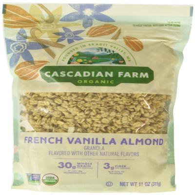 Cascadian Farm French Vanilla Almond Organic Granola, No Added Sugar, Non GMO, 11 Ounces (Pack Of 4)