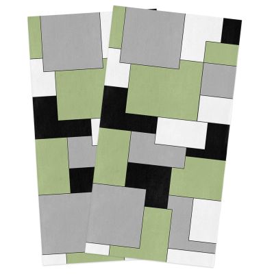 Savannan Kitchen Dish Cloths, Abstract Color Block Green Gray Black Modern Art Ultra Soft Absorbent Dish Towels for Drying Dishes Quick Drying Towels Dish Rags 2 Pack