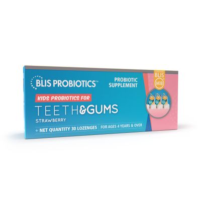BLIS Kids Teeth & Gums Oral Probiotics, M18 Dental, 30 Strawberry Lozenges