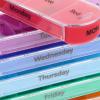 Healifty Weekly Pill Organizer Plastic Travel Medicine Reusable Case Portable Weekly Pill for Purse Medicine Holder with Leather Bag Compartments Holding view 3
