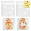 CUDICY Christmas Cookie Bags 200pcs Snowflake Cellophane Treat Bags 5.5x5.5 Self Adhesive Cookie Bag for Gift Giving Packaging Candy Goodie Holiday Homemade Bakery view 1