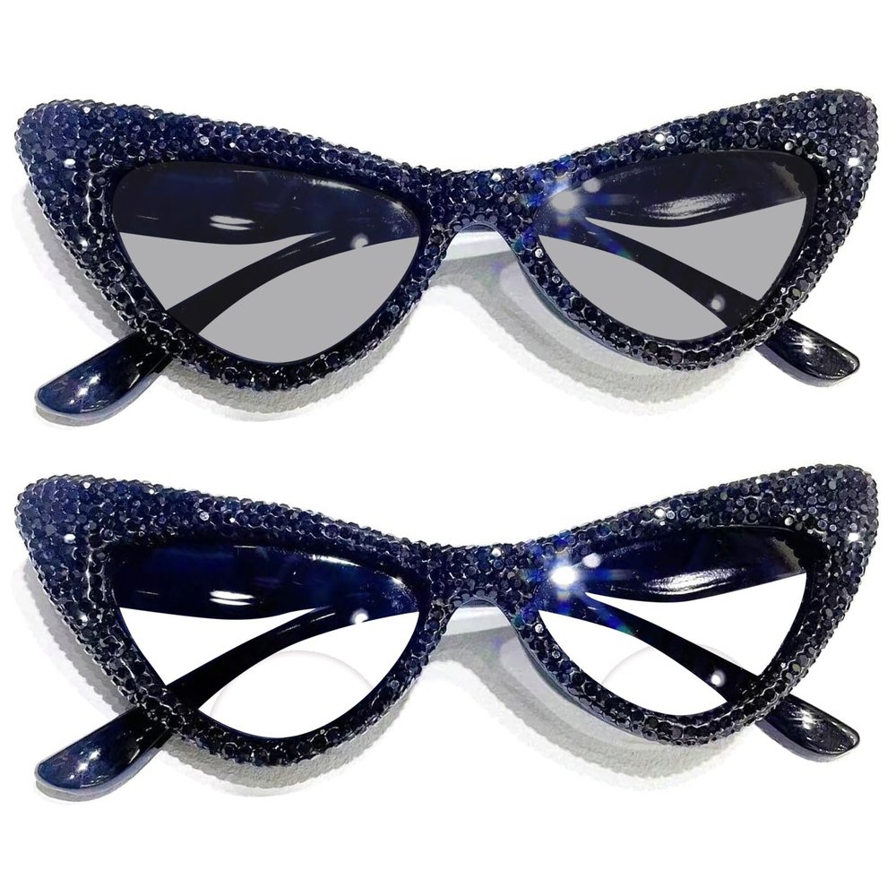 mincl Women Cat Eye Bifocal Reading Glasses Fashion Outdoor Transition Photochromic Bifocals Rhinestone Sunglasses Readers (black, 3.75, multiplier_x)