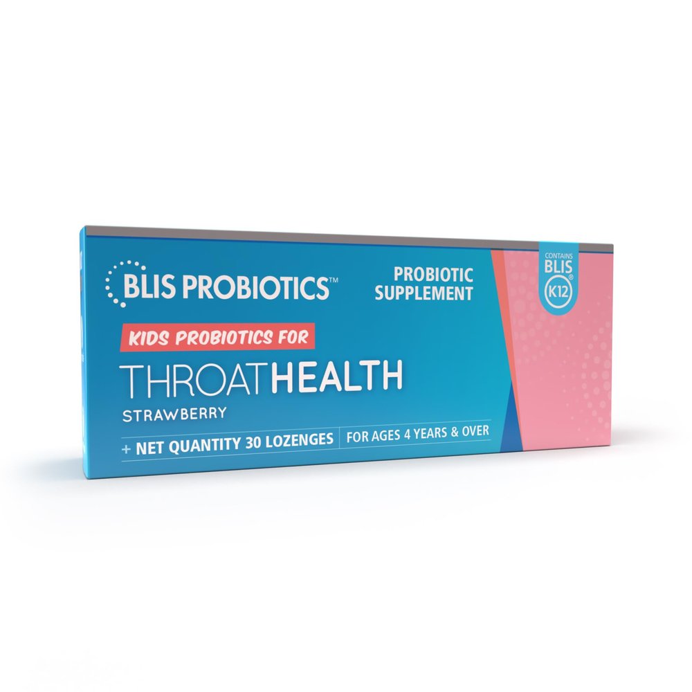 BLIS Kids ThroatHealth Oral Probiotic K12 - Immune & Throat Support, Strawberry - 30 Lozenges