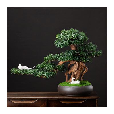 Artificial Trees Bonsai Tree Faux Juniper Bonsai Artificial Bonsai Tree Decor Desk Plants for Home Office Showcase Indoor Dcor Desktop Display Simulated Pine (Color : 1)