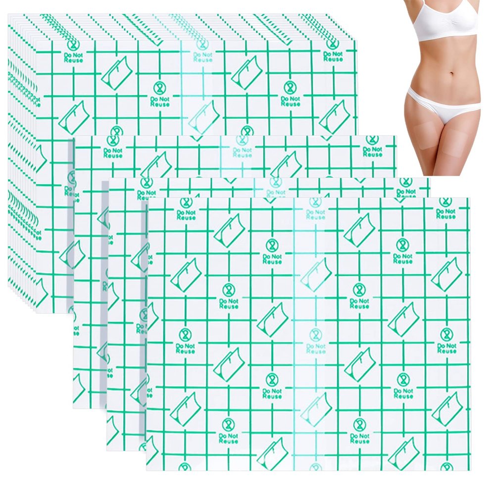 50 Pcs Waterproof Tape Self-Adhesive Body Tape for Skin Transparent Film Invisible Bandage Tape Anti Chafing Thigh Tape for Women Girls