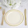 Balsa Circle 30 pcs 8-Inch Ivory with Gold Trim Plastic Round Plates - - Disposable Dishes for Weddings Parties Birthdays Receptions Events Catering Buffet Dinnerware Tableware Decorations view 2