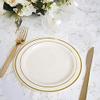 Balsa Circle 30 pcs 8-Inch Ivory with Gold Trim Plastic Round Plates - - Disposable Dishes for Weddings Parties Birthdays Receptions Events Catering Buffet Dinnerware Tableware Decorations view 3