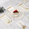 BESTVIP 350PCS Clear Gold Disposable Dinnerware Set for 50 Guests, Plastic Plates for Party, Wedding, Christmas, Include: 100 Plastic Plates, 50 Gold Silverware, 50 Cups, 50 Napkins view 3