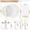 BESTVIP 350PCS Clear Gold Disposable Dinnerware Set for 50 Guests, Plastic Plates for Party, Wedding, Christmas, Include: 100 Plastic Plates, 50 Gold Silverware, 50 Cups, 50 Napkins view 4