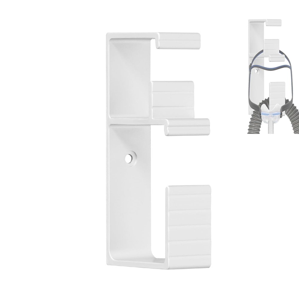 1 Pcs Cpap Hose Hanger, Anti-Release Metal Cpap Hose Holder Hanger for Bed, 2 in 1 Design Cpap Hook Tube Mask Holder for Hold CPAP Headband Hose, and Tube, Cpap Stand - 1 Pcs Silver