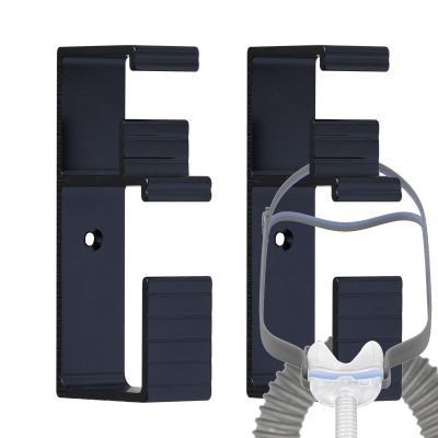 Cpap Hose Hanger 2 Pcs, Anti-Release Metal Cpap Hose Holder Hanger for Bed, 2 in 1 Design Cpap Hook Tube Mask Holder for Hold CPAP Headband Hose, and Tube, Cpap Stand - 2 Pcs Black