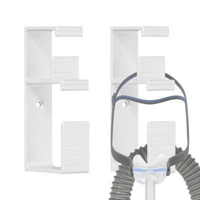 Cpap Hose Hanger 2 Pcs, Anti-Release Metal Cpap Hose Holder Hanger for Bed, 2 in 1 Design Cpap Hook Tube Mask Holder for Hold CPAP Headband Hose, and Tube, Cpap Stand - 2 Pcs Silver