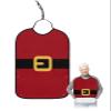 BOBOWUNY Christmas Santa Adult Bibs for Elder Women Men Eating, Black Golden Belt Red Backdrop Waterproof & Washable Bibs for Eating Clothing Protector Dining Bibs for Crumb Catcher view 1