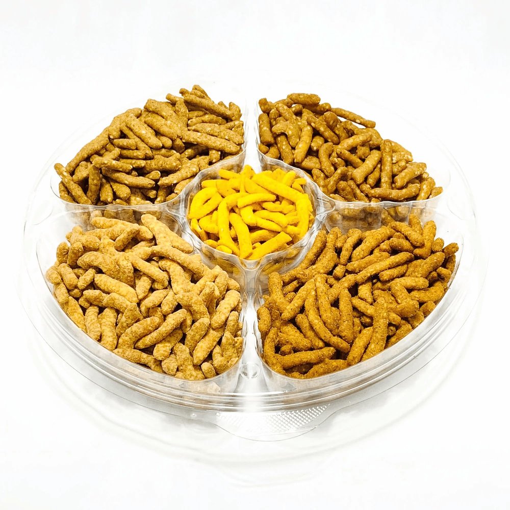 NY SPICE SHOP Sesame Sticks Snacks Tray - 2 Pound Crisy Sesame Sticks Snacks in Bulk - Honey Roasted Sesame Sticks - Healthy Snacks - Spicy Sticks - Bulk Snacks Tray - Mix Flavoured Sesame Tray