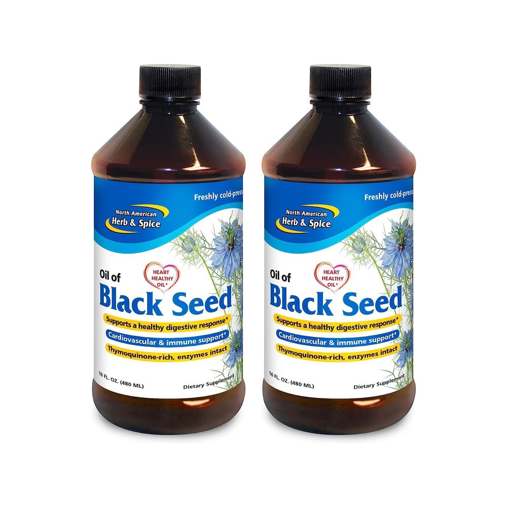 NORTH AMERICAN HERB & SPICE Black Seed Oil - 16 fl oz, Pack of 2 - Digestive & Immune Support - Non-GMO - 192 Total Servings