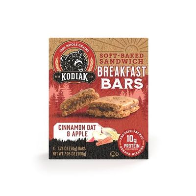 Kodiak Soft Baked Sandwich Breakfast Bar, Cinnamon Oat & Apple, High Protein, 100% Whole Grains, 1 box with 4 bars each (4 bars total)