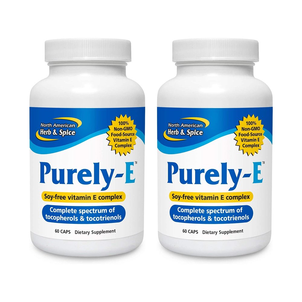 NORTH AMERICAN HERB & SPICE Purely-E - 60 Capsules, Pack of 2 - Supports Healthy Hair, Skin & Nails - From Sunflower Oil, Pumpkin Seeds & African Red Palm Oil - Non-GMO - 120 Total Servings