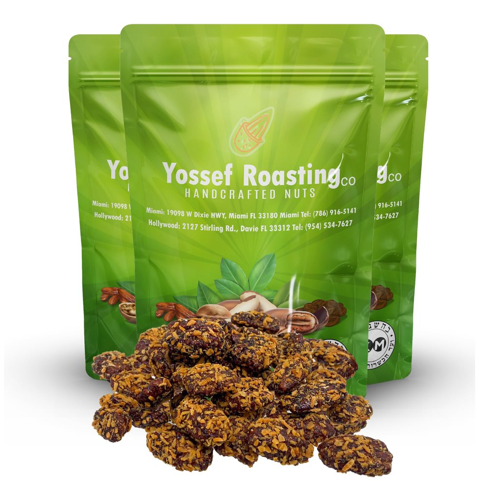 Covered Pecan Halves Candy Deliciously Decadent - Kosher Certified - 3 Bags, 5 oz. Each (Coconut Caramel)