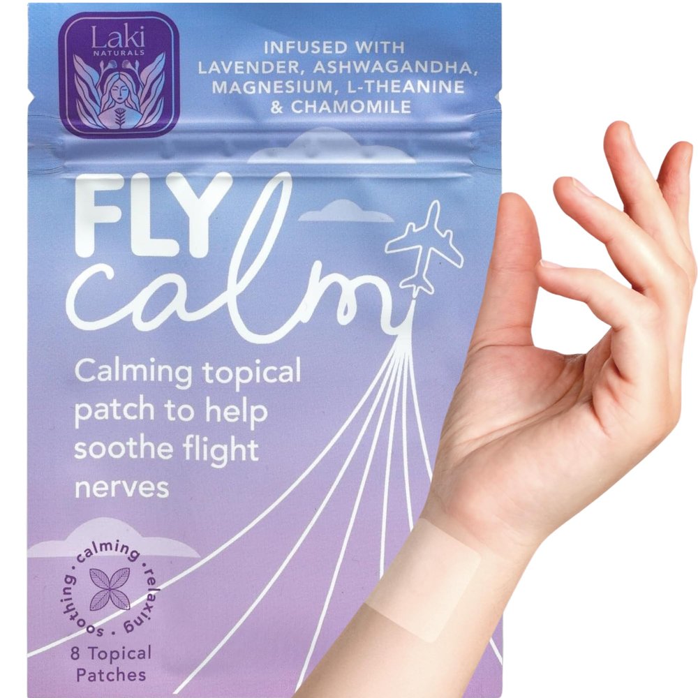 Laki Naturals Fly Calm Patch (Pack of 8) - Relax Nerves, Support Stress, Ease Your Mind for Happy Air Travel - Natural Ingredients to Support Airplane Stress - Calm Your Fear of Flying Naturally