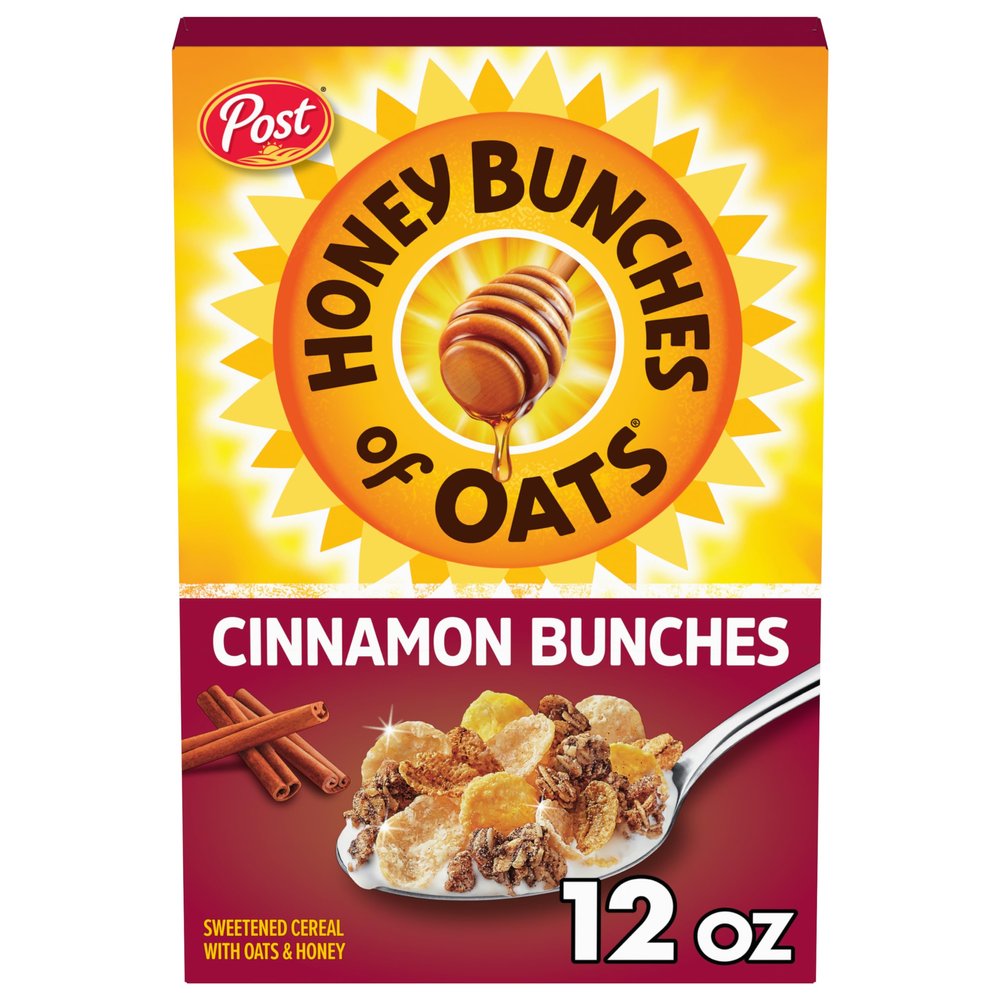 Honey Bunches of Oats Cinnamon Cereal, Breakfast Cereal with Oats and Granola Clusters, 12 oz Box
