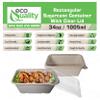EcoQuality 34oz Disposable Bowls with Clear Lids - Rectangular Compostable Sugarcane Fiber Biodegradable Paper Bowls Eco-Friendly Take Out Food Storage Containers, Microwave Safe, Meal Prep (25 PACK) view 2