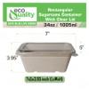 EcoQuality 34oz Disposable Bowls with Clear Lids - Rectangular Compostable Sugarcane Fiber Biodegradable Paper Bowls Eco-Friendly Take Out Food Storage Containers, Microwave Safe, Meal Prep (25 PACK) view 3