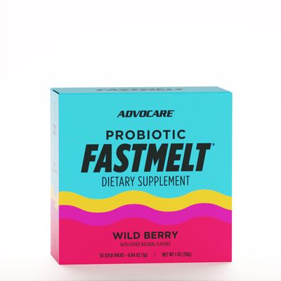AdvoCare Probiotic Fastmelt - Premium Dietary Supplement for Gut, Immune System & Heart Health Support* - Wild Berry, 30 Stick Packs