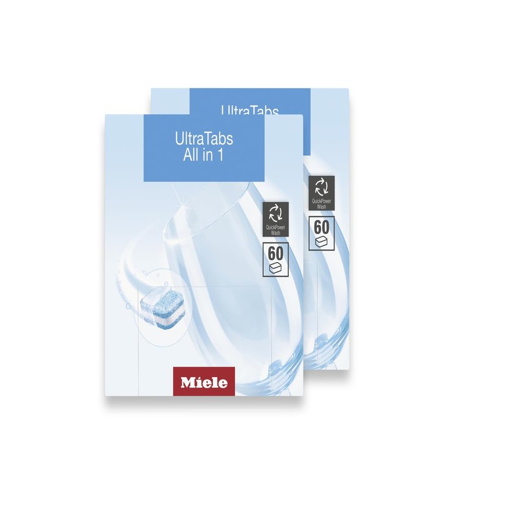 Miele Original GS CL 1206 T UltraTabs All-in-1 Plastic-Free Dishwashing Detergent Tablets for Miele Dishwashers, Set of 2, (60 Tablets per Pack) 11347040