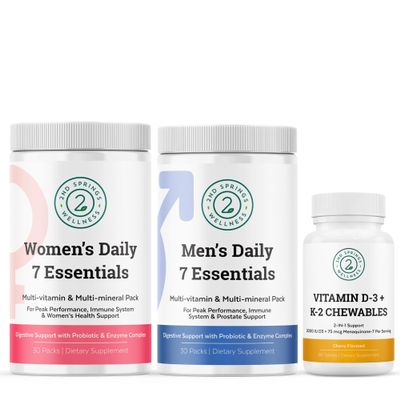2nd Springs Women's & Men's Daily 7 Essentials + Vitamin D3 + K2 Chewables Bundle
