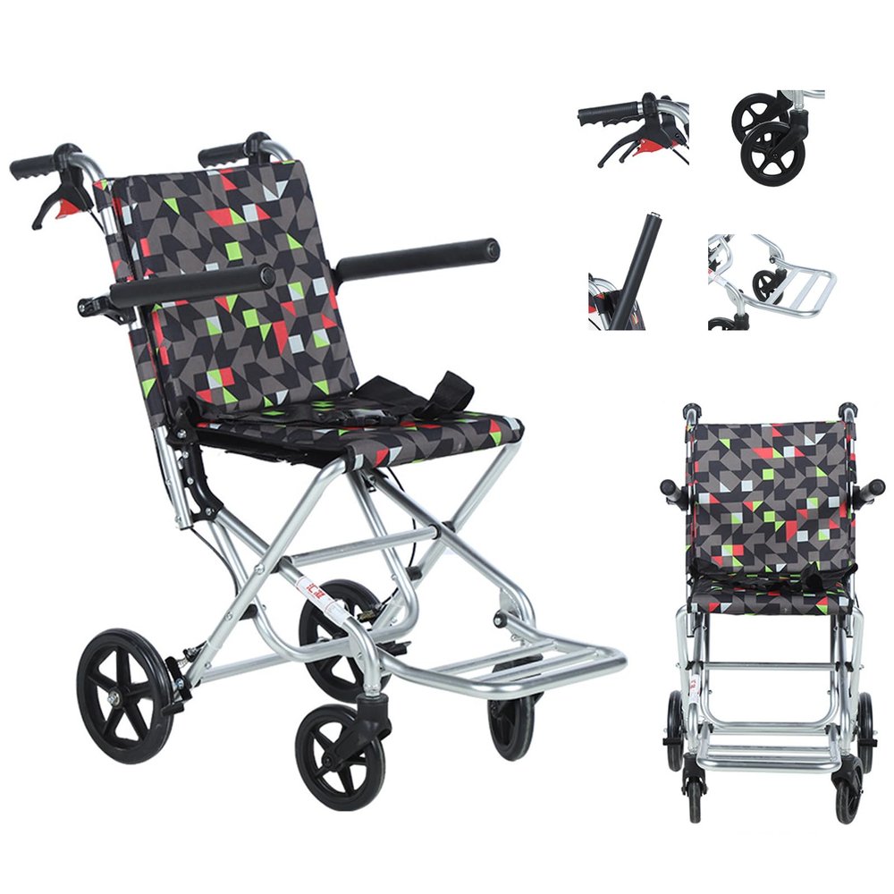 GLDDFDG Lightweight Transport Wheelchairs for Seniors,Small Wheelchairs for Adults,Ultra Lightweight Wheelchair,Lightweight Folding Traveling Wheelchair,Small Aluminum Transport Chair
