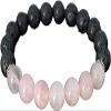 YONKU Black Lava bracelet, Lava bead Meditation diffuser, Stress Anxiety relief, Genuine Rose Pink Quartz Brace YO-BRACE-7329 view 1