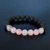 YONKU Black Lava bracelet, Lava bead Meditation diffuser, Stress Anxiety relief, Genuine Rose Pink Quartz Brace YO-BRACE-7329 view 2