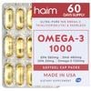 HAIM Omega-3 1000 Fish Oil Softgels  1120mg Omega-3 with EPA DHA Fatty Acids  Burpless, Odorless, No Fishy Smell  Triple Strength Concentrated Supplement  Nutritional Softgels  60 Count view 1