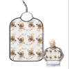 Kewadony Adult Bibs for Elderly Women - Gold Flowers Waterproof Dining Clothing Protectors with Crumb Catcher for Eating/Feeding, Floral Botanical Fashion Life Aesthetic Art Terry Cloth Bib Washable view 1